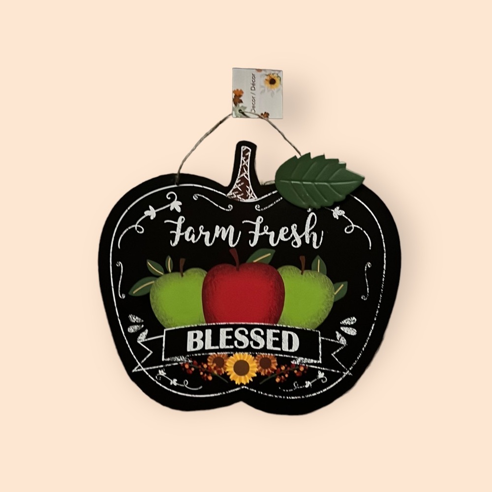 Greenbrier International Seasonal Decor hanging sign 10" NWT Farm Fresh Blessed